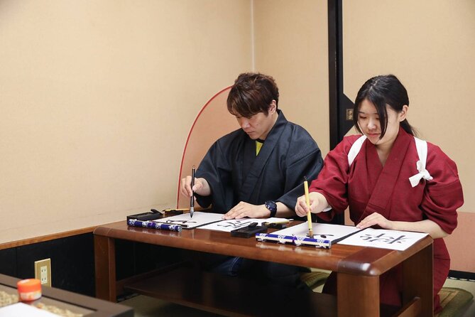 Learning Zen of Japanese Calligraphy in kimono near Osaka Castle - Picking Kanji That Actually Gives You a Personal Result