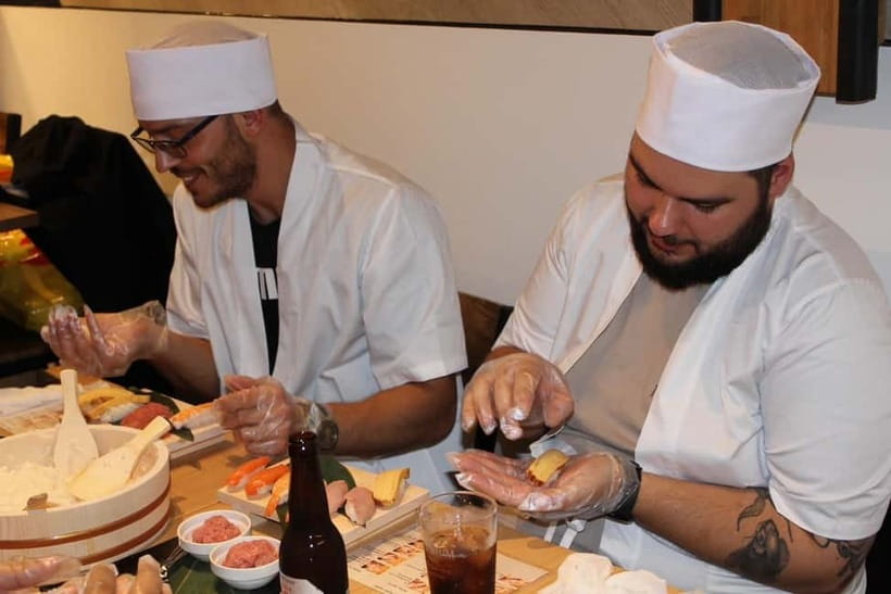 Osaka Dotonbori: Vegan/Vegetarian Sushi Making Experience - Sake with what you made: the payoff moment