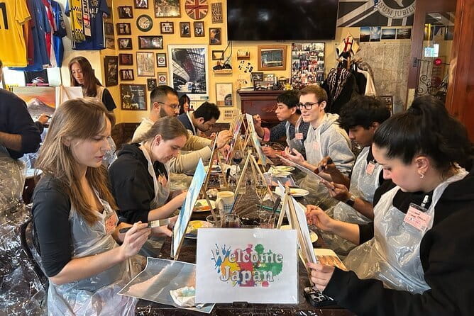 Seasonal Japanese Culture Osaka Paint and Wine Experience - What you get on-site: supplies, aprons, gloves, and take-home results